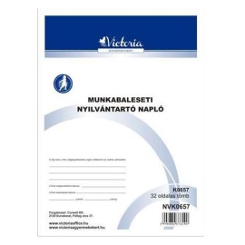 Nyomtatvány, munkabaleseti nyilvántartó napló, 32 oldal, A4, VICTORIA PAPER, 10 tömb/csomag