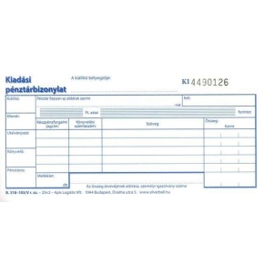 Kiadási pénztárbizonylat 25x2 -B.318-103/V