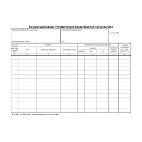 Szigorú számadású nyomtatványok beszerzésének nyilvántartása B.15-46/B