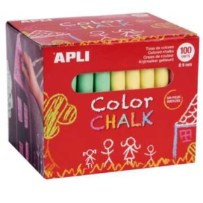 Táblakréta, kerek, 100 db-os, APLI, vegyes színek