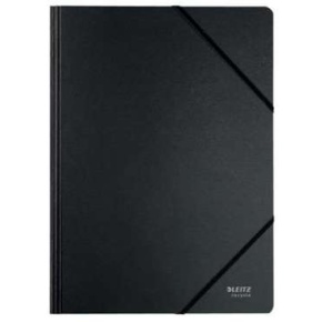 Gumis mappa, karton, A4, LEITZ "Recycle", fekete