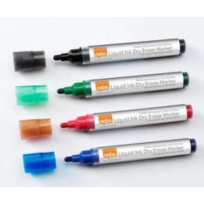 Táblamarker készlet, folyékonytintás, NOBO 4 különböző szín