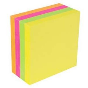 Öntapadó jegyzettömb, 75x75 mm, 400 lap, VICTORIA OFFICE, neon