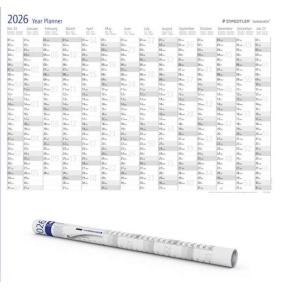 Éves tervezőtábla, törölhető, angol nyelvű, 84x60 cm, STAEDTLER "Lumocolor® 641 YP", 2026