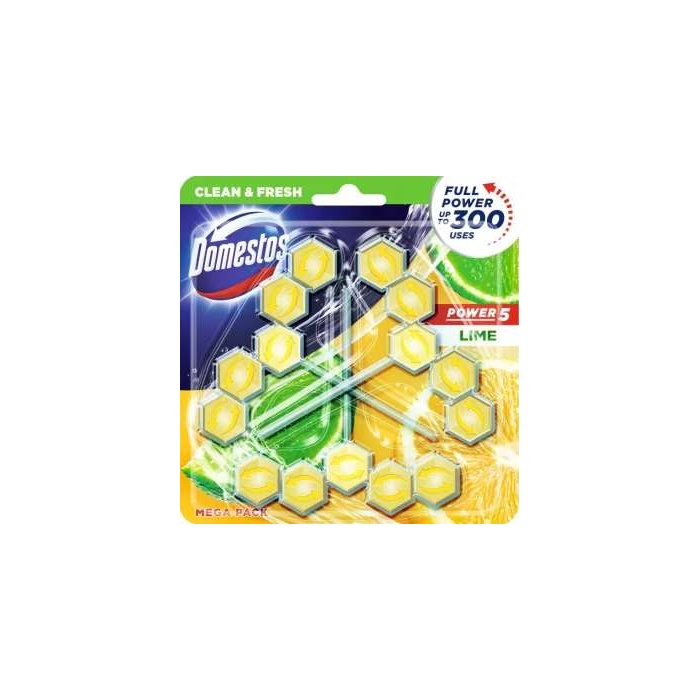 WC fertőtlenítő, 3 db-os, DOMESTOS "Power 5", lime
