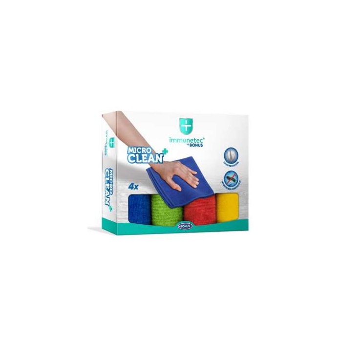 Bonus törlőkendő, mikroszálas, 4 db,  "MicroCLEAN Plus Immunetec"