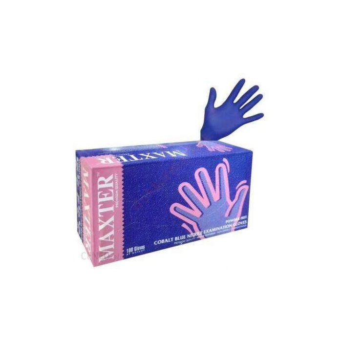 Maxter Nitril KOBALTKÉK púdermentes 100 db-os vizsgálókesztyű "S"