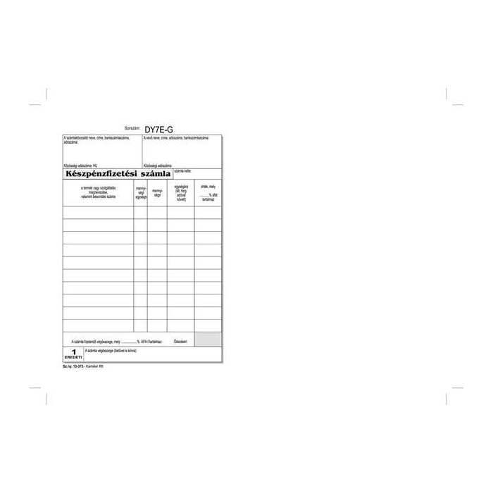 Készpénz fizetési  számla 50×3 lap B.13-373/A/V 1áfás Victoria