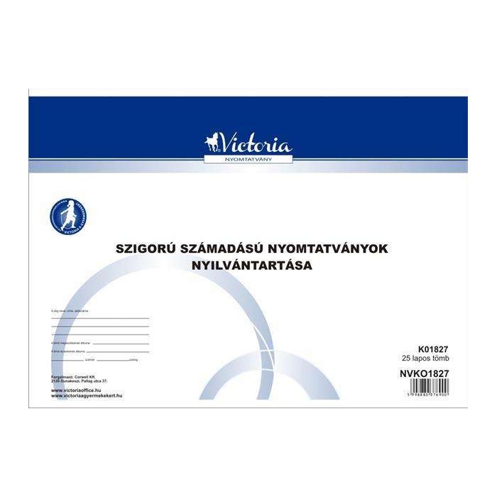Szigorú számadású nyomtatványok nyilvántartása K01827