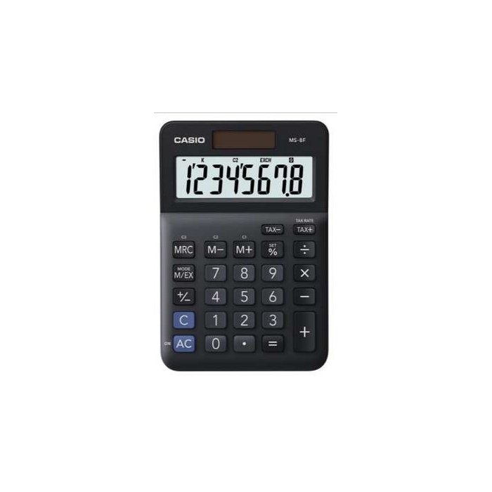 Számológép, asztali, 8 számjegy, CASIO "MS-8 F", fekete